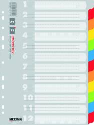 Przekładki do segregatora kartonowe A4 OFFICE PRODUCTS 12 kart mix kolorów