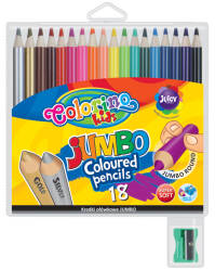 Kredki okrągłe Jumbo Colorino Kids PATIO 18 kolorów + temperówka