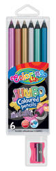 Kredki metaliczne okrągłe Jumbo Colorino Kids PATIO 6 kolorów + temperówka